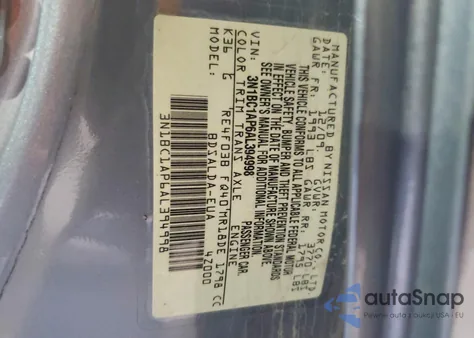 2010 Nissan Versa S z USA, uszkodzony, nr VIN 3N1BC1AP6AL394998